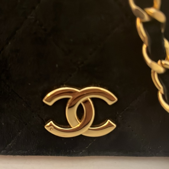 Vintage Chanel Mini Flap Black Suede 24k GP - Picture 2 of 9